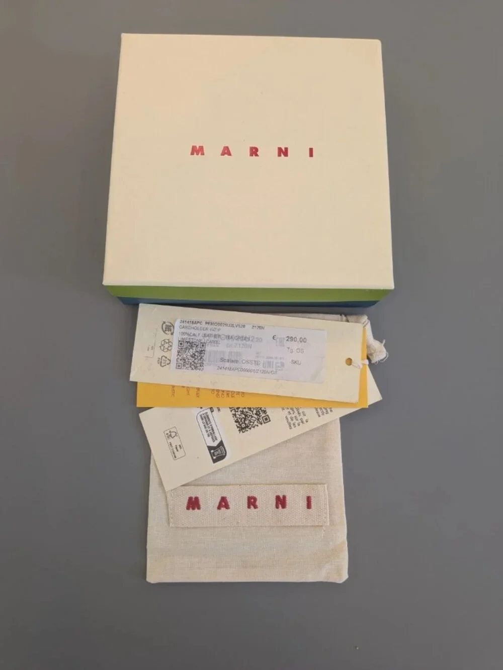 Marni Saffiano Leather Zip Card Holder White/Light Blue